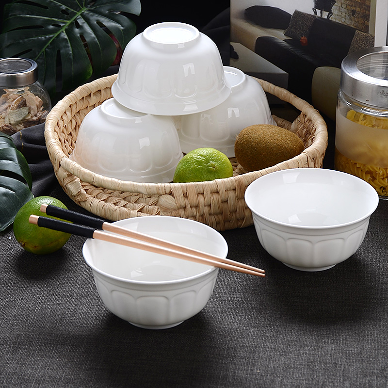 Home for 10 sets of tangshan ipads bowls 4.5 inch bowl horn bowl of white ceramic bowl of microwave oven