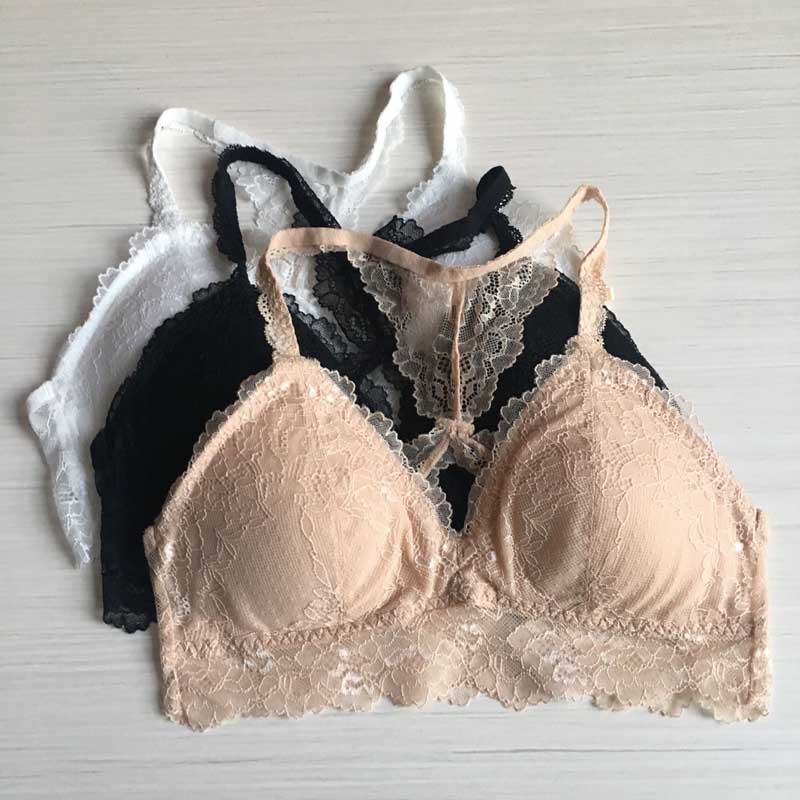 Liwei cô gái đích thực vẻ đẹp trở lại bikini bọc ngực dây đeo ngực pad không có vòng thép sexy ren áo ngực ngắn ống top