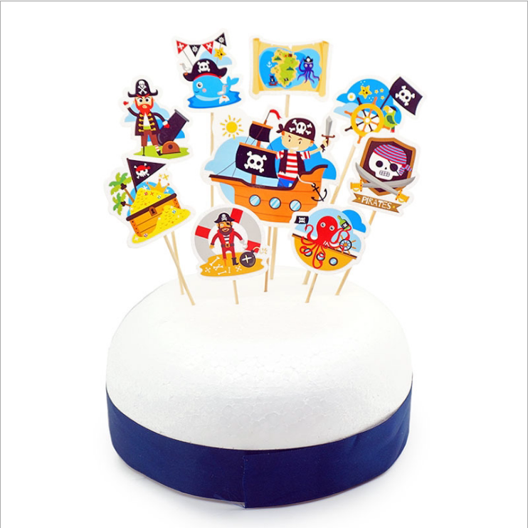 海賊王卡通海洋海盜海賊船蛋糕插牌蛋糕裝飾插旗生日插旗節日裝飾