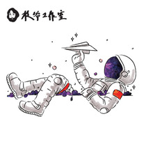 Zhi Ye space Bath tattoo sticker astronaut hand-painted paper airplane clavicle men and women handsome waterproof and lasting painless
