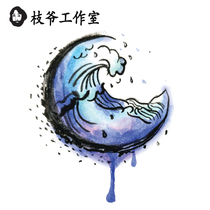 Zhi Ye original overwhelming sea waves tattoo stickers men and women waterproof waves light watercolor ins Wind wrist ankles