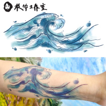 Zhi Ye hand-painted wave tattoo stickers Japanese tattoo men and women handsome waves wave arm buy one get one free