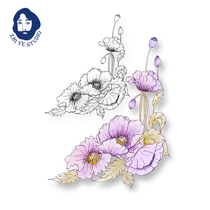 Zhi Ye original dream Hollyhock flower arm tattoo sticker waterproof long-lasting Chinese style ancient song and dance big buy one get one free