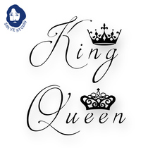 The original King and Queen couple tattoo stickers men and women waterproof wrist English small crown hipster