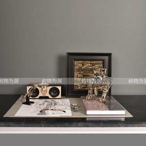 屿物为居 现代样板间儿童房书桌音乐机器人机械主题音响摆件饰品