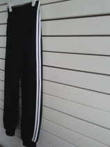 Customized school clothes pants spring and summer autumn loose black white bars closed foot casual pants for boys and girls sports pants