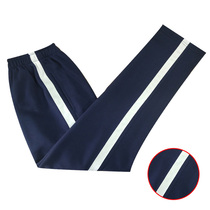 Spring and summer cotton Tibetan green side plus 2cm white bar trousers school pants same men and women sports pants student pants