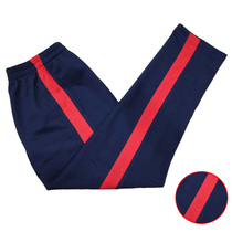 Spring summer and autumn models shallow Tibetan green cotton sweatpants with Red wide edge straight tube casual large size young students wide