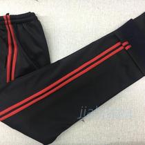 Autumn and winter plus velvet thick black inlaid 2 red parallel bars trousers casual pants for men and women flat school clothes pants sports pants