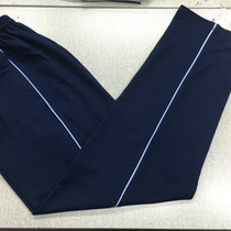 Spring and summer season shallow Tibetan green trousers inlaid with sky blue thin bar straight pants sports pants cotton casual school pants