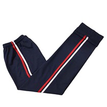 Customized autumn and winter cotton dark Tibetan school clothes pants with white red edge straight trousers student neutral pants running sports size