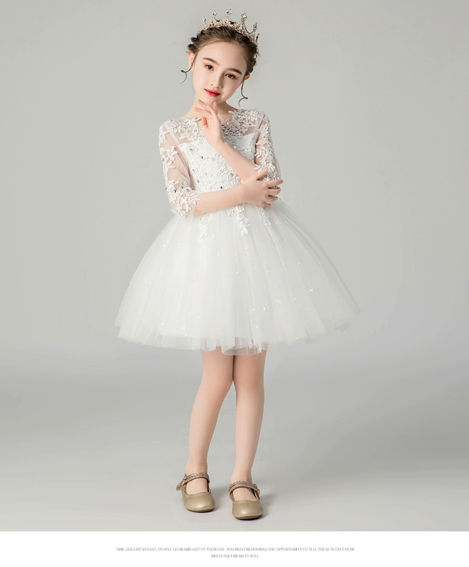 Cô bé công chúa váy đầm tây phong cách trẻ em váy dạ hội váy cưới fluffy siêu cổ tích cô gái chủ trì quần áo biểu diễn mùa thu và mùa đông - Váy trẻ em