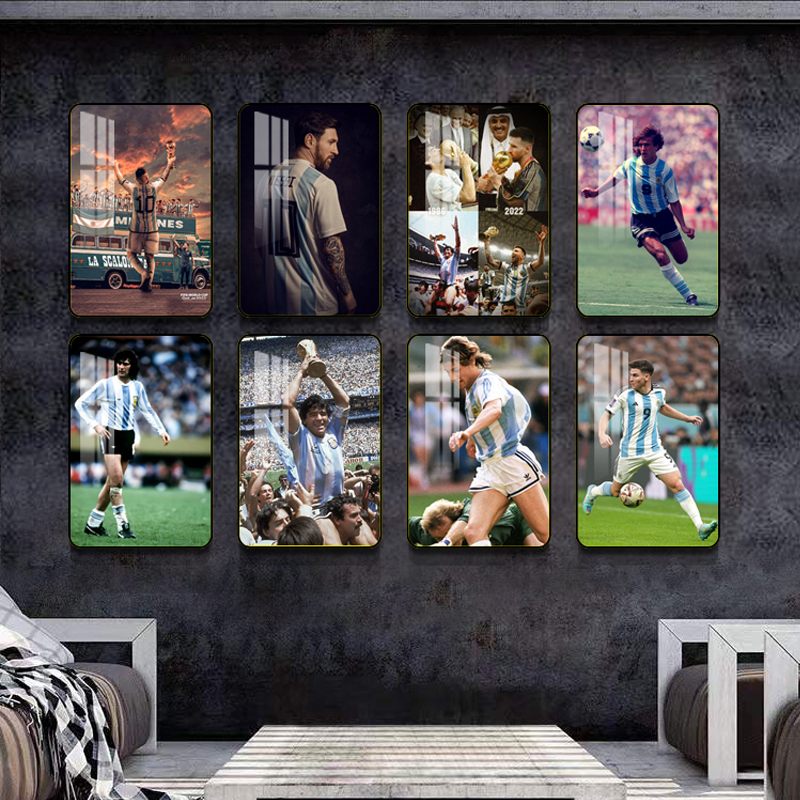 Football World Cup Argentina Legendary Star Poster Decorative Painting Messi Maradona Batistuta Hanging Painting