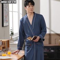 Home Nice Mens Bathrobe Four Seasons Cotton Adult Yukata Spring and Autumn Pajamas Summer Five-Star Hotel Four Seasons Universal