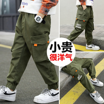 Boys spring overalls pants 2021 new foreign style childrens clothing boys spring and autumn trousers in big children Net red tide