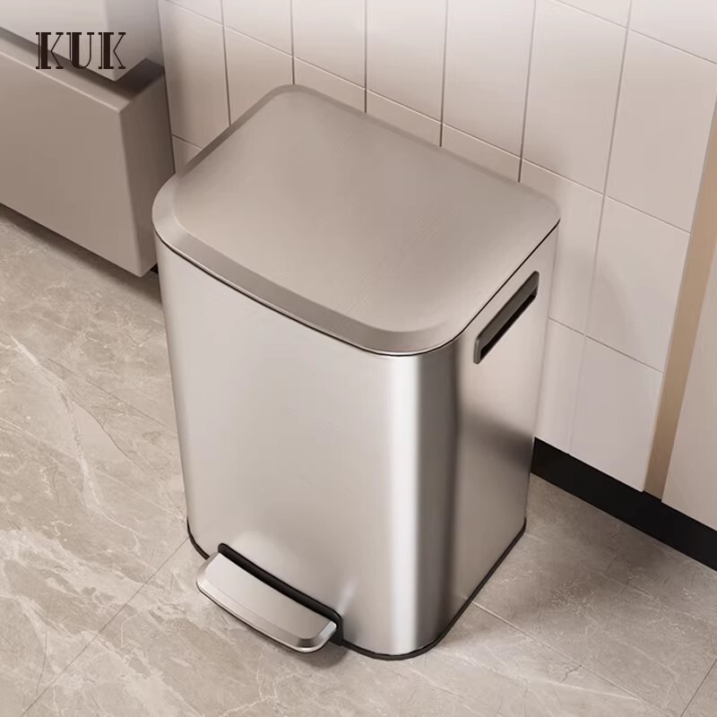 German Imported Stainless Steel Kitchen Trash Can, Large Capacity, Stylish, Foot-Operated with Lid, Large Size, Light Luxury for Home Use German Imported Stainless Steel Kitchen Trash Can, Large Capacity, Stylish, Foot-Operated with Lid, Large Size, Light Luxury for Home Use