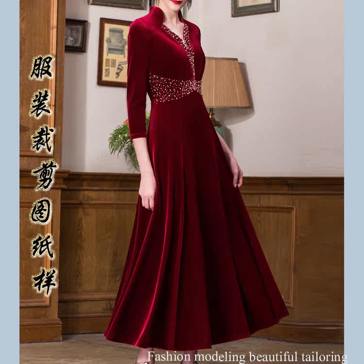 Long Fix Golden Velvet Dress Paper Spring Fall Winter New Dress Womens Skirt Skirt Cracking