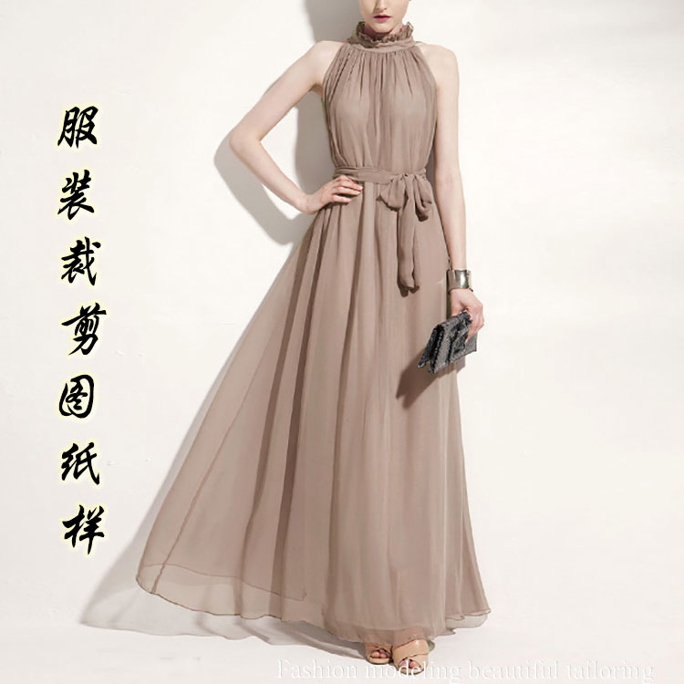 Summer New Hanging Neck Snow Spinning Wire Dress Paper Womenswear Long Dress Surface Surface