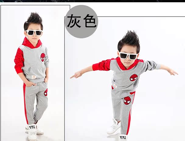 Quần áo bé trai người nhện phù hợp với mùa thu 2018 mới hai mảnh mùa xuân và mùa thu quần áo thể thao nam Hàn Quốc đồ bơi trẻ em nữ