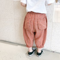 Children anti-mosquito pants summer thin Harlan girls Korean version of loose foreign children Baby Cotton linen pants boy tide