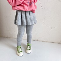 Girl Skirt Pants Fake two pants Ocean Korean version Children beat bottom pants Autumn winter outside wearing gush pure cotton frosted baby