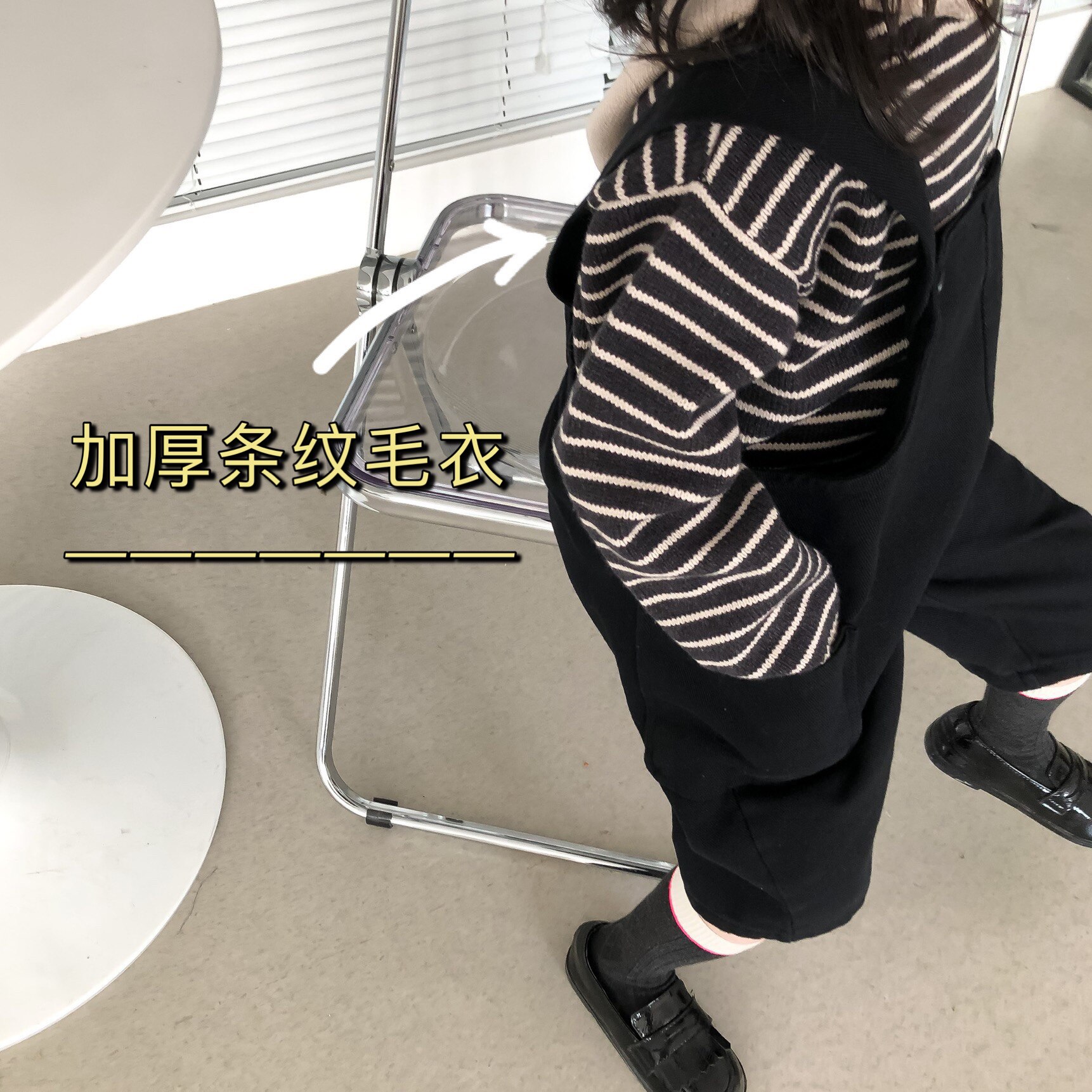Girls hooded sweater striped knitted loose 2022 new autumn and winter thickened foreign style baby children's Korean winter clothes