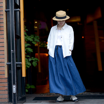 Small Nine Deer 2023 New Art Retro Linen Half Body Dress Casual Loose 100 Hitch Waist Length Skirt