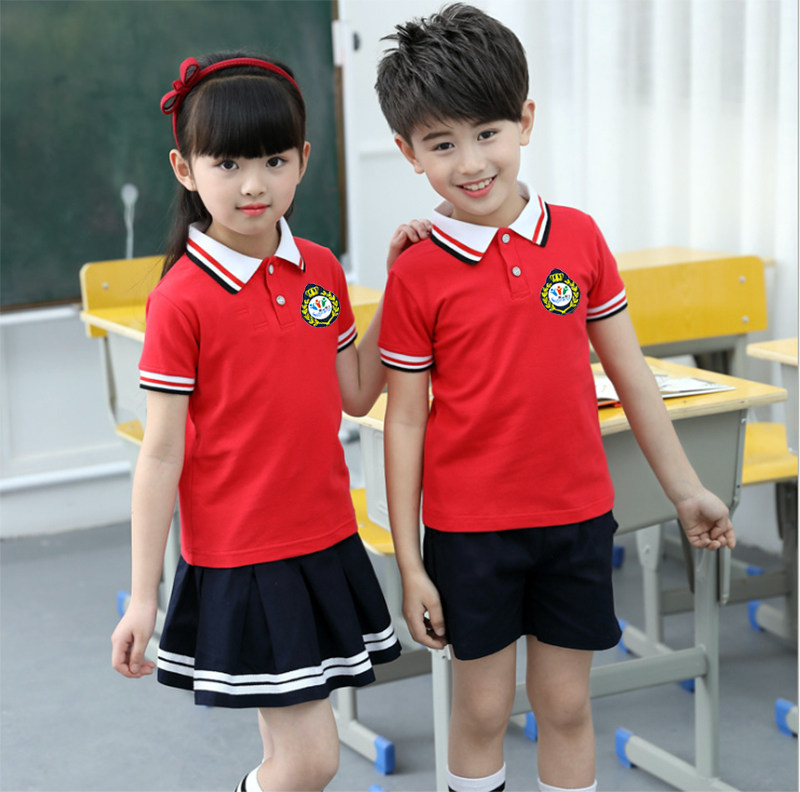 Summer kindergarten school uniform short-sleeved two-piece college wind sports meeting class uniform kindergarten uniform performance clothing pure cotton