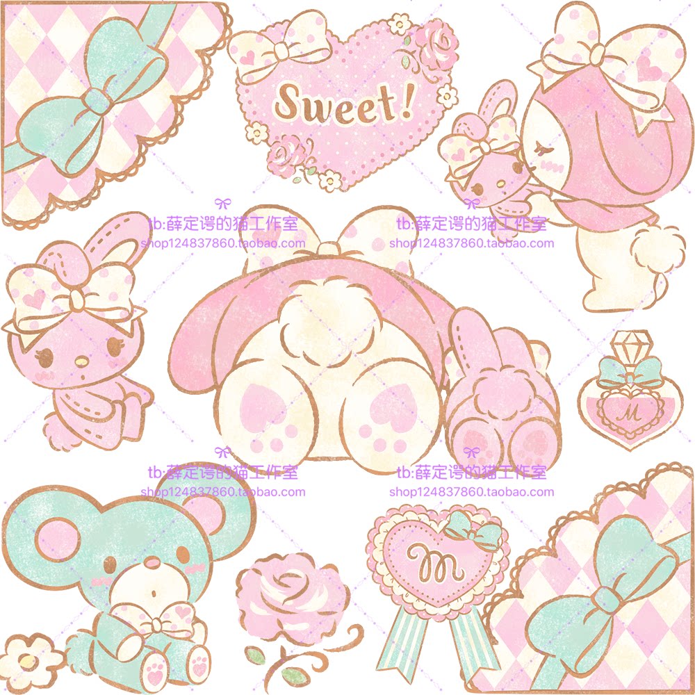 012 My Melody girlish free of buckle PNG stick figure wallpaper material Melotti
