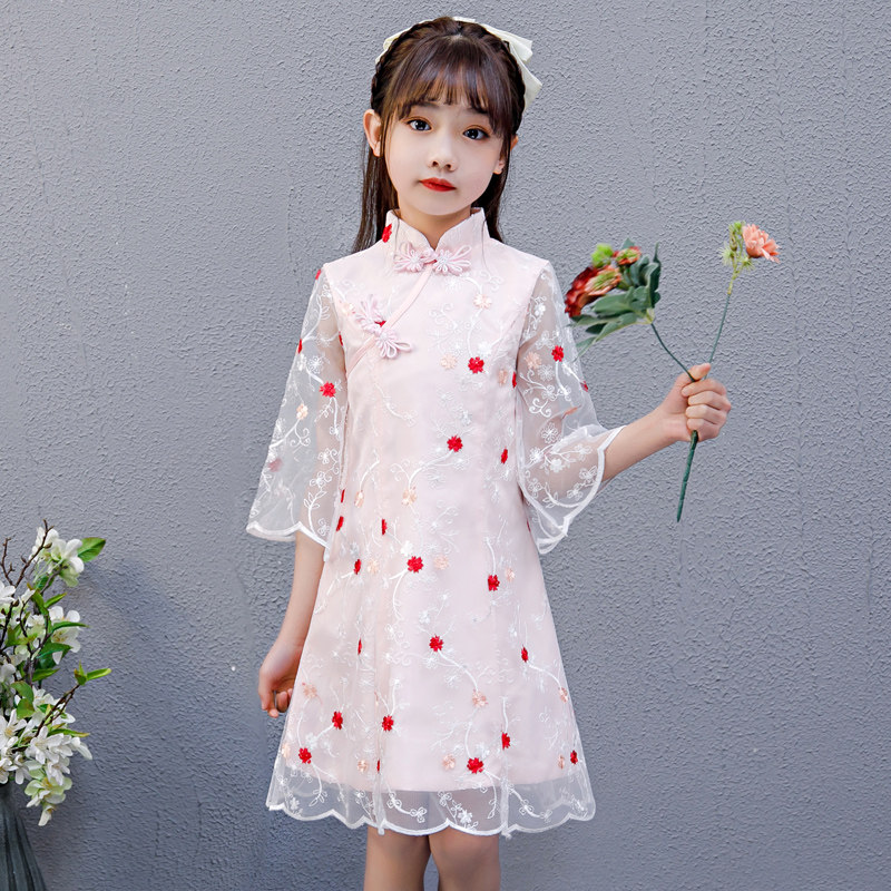 Children's cheongsam summer 2022 new baby girl Tang suit Western style princess skirt Chinese style little girl dress summer