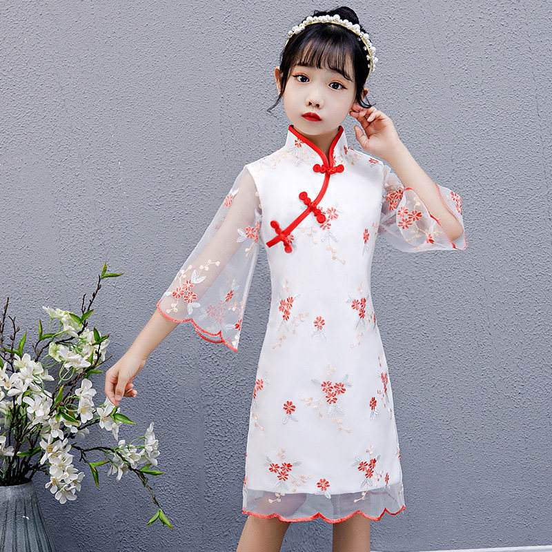 Summer dress of girls in china china china dress improved little girl red gukite show suit