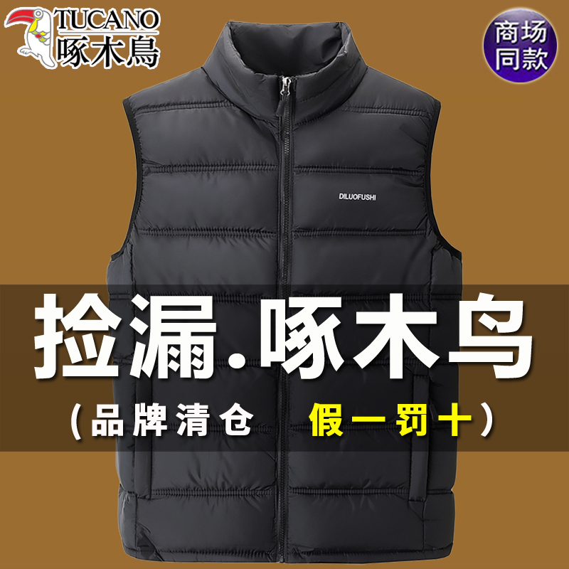 Woodpecker 2025 New Model Vest for Men, Autumn and Winter Sleeveless Thick Warm Vest, down Cotton Jacket for Men