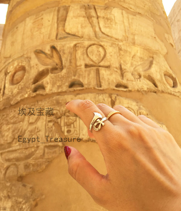 Spot Egyptian buyer shop Pharaoh Queen Gulian Anka retro open silver ring life love continuation pair ring