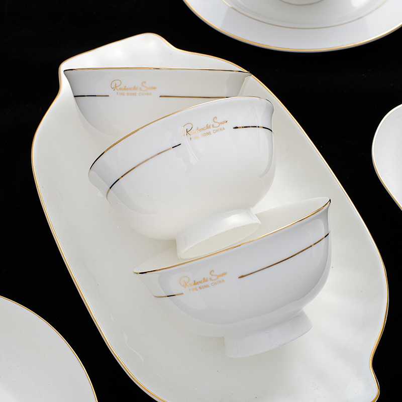 High-Footed Rice Bowl, Household Chinese-Style Anti-Scald Ceramic Eating Bowl, Exquisite 2025 New Bowl Set, Bone China Small Bowl