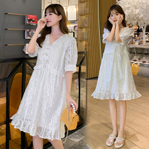 Summer pregnant women summer dresses High-end maternity clothes Net red Western style skirts in summer do not show a smile to cover the belly and show thinness