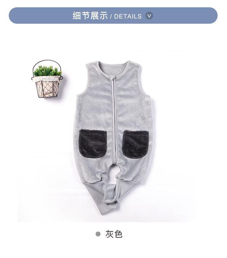 Mùa xuân và mùa thu túi ngủ không tay kết hợp vest vest nhung jumpsuit 6 tháng nam nữ romper thoi trang be yeu