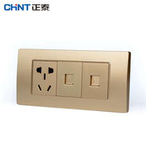 Type computer one-plug golden switch socket Champagne Thai Telephone Wusanzheng 118 triple hole 5-hole three-position socket