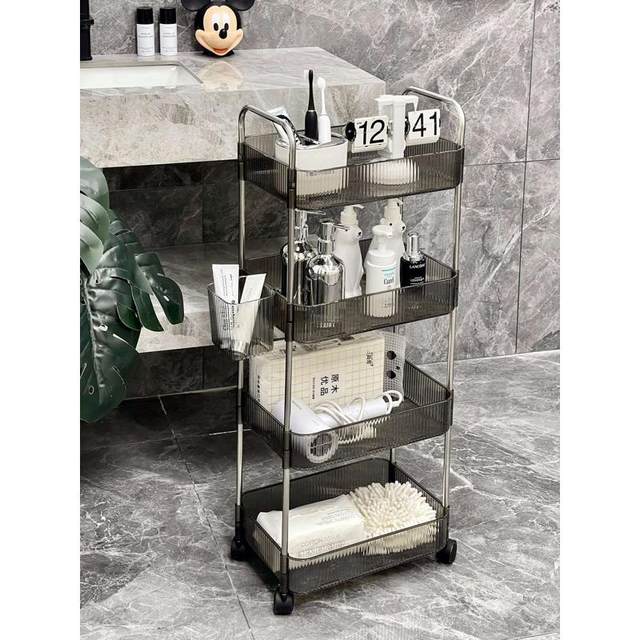 Bathroom acrylic trolley storage rack multi-layer storage rack snack floor movable toilet storage rack