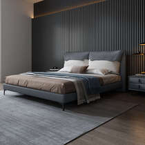 All solid wood frame 1 8 meter double bed modern simple master bedroom leather bed home 1 meter 8 high-end leather soft bed