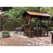 Courtyard anticorrosive wood flower stand outdoor anticorrosive wooden pavilion cabin assembly rural carbonized Chinese garden sunshade