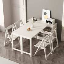 Modern simple household small apartment foldable flip-up mobile solid wood dining table sideboard integrated storage table and chairs