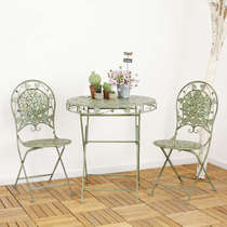 Outdoor garden iron table and chair balcony retro old folding leaf table and chair villa coffee table and chair flower shop flower stand
