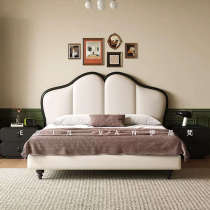 Bedroom leather edged elegant soft wedding retro French double bed package master simple modern butterfly high-end bed