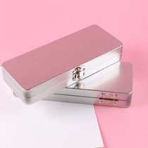 Rectangular iron box simple lock box receipt stationery storage box solid watercolor paint filling box empty
