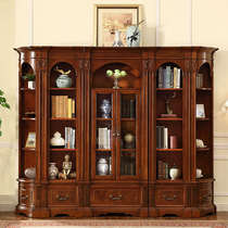 American solid wood bookcase with glass door study room free combination bookcase European retro storage cabinet storage cabinet book