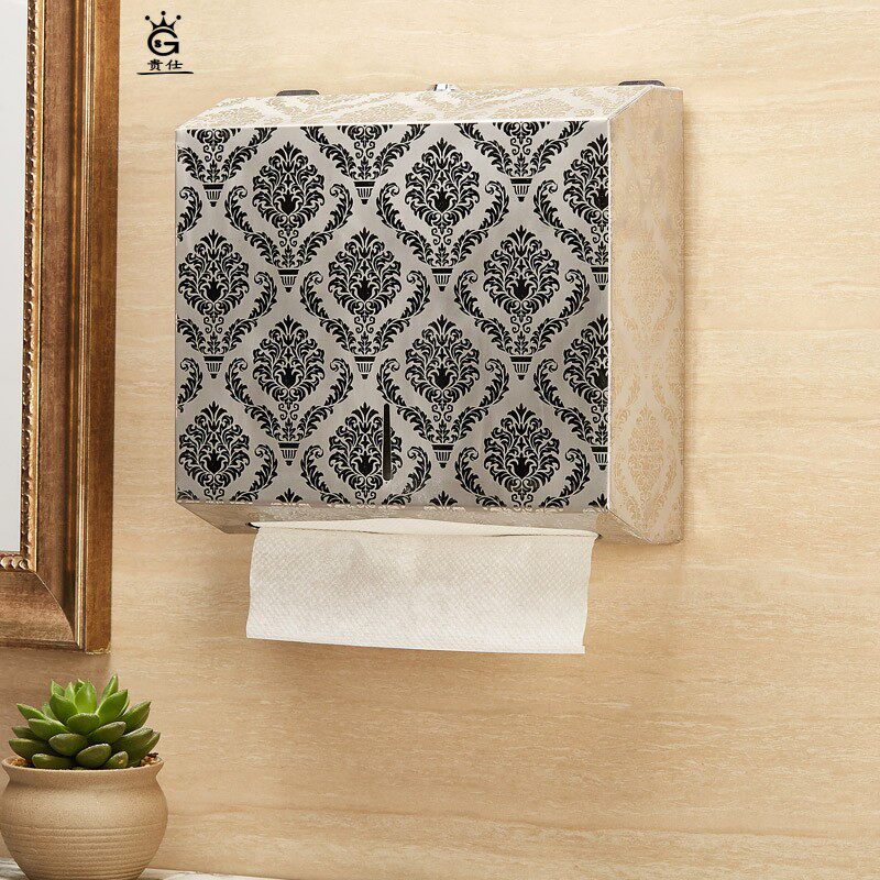 Thickened stainless steel toilet paper box holder Powder room tissue box Wall-mounted toilet hotel sink toilet paper box box