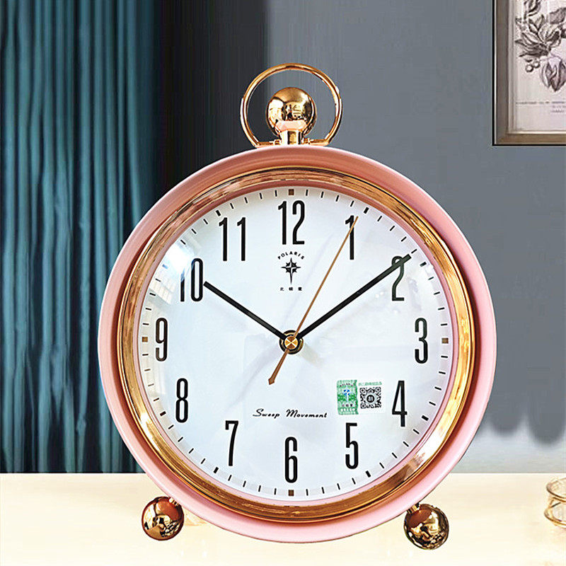 Hourly Chime Table Clock for Living Room, Stylish Desktop Clock Ornament, Silent Pendulum Clock for Bedroom, Desk Clock