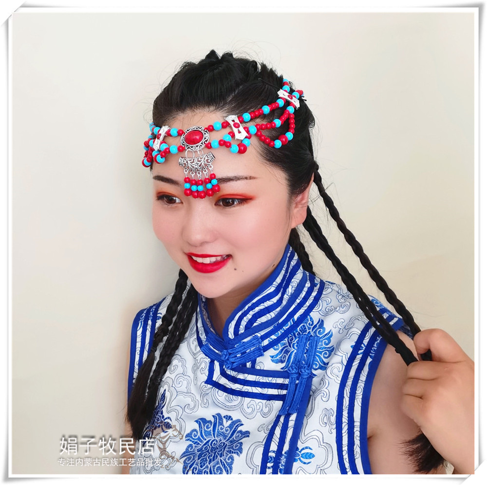 Mongolian headwear female beaded hat ethnic style dance performance accessories adult headband girls characteristic hair accessories hairpin