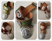 Mongolian characteristic leather belt Mens national style fashion Pegasus auspicious belt Mongolian robe accessories