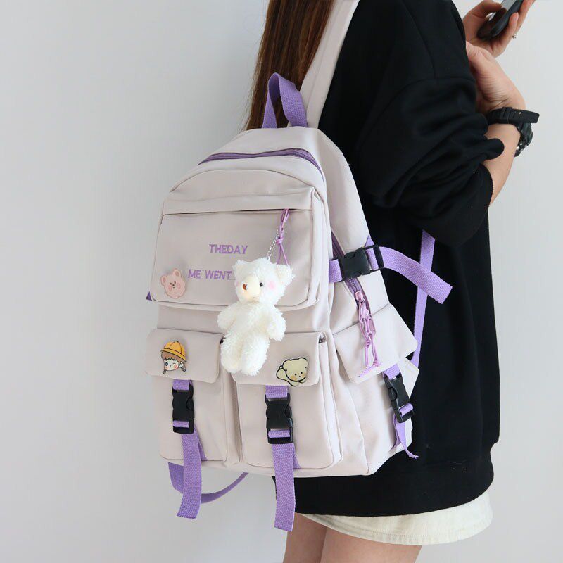 ITSK Schoolbags Women's Large Capacity Han Edition High School Junior High School Kids Day Ensemble's Shoulder Bag Light Elementary School Kids Double Shoulder Bag